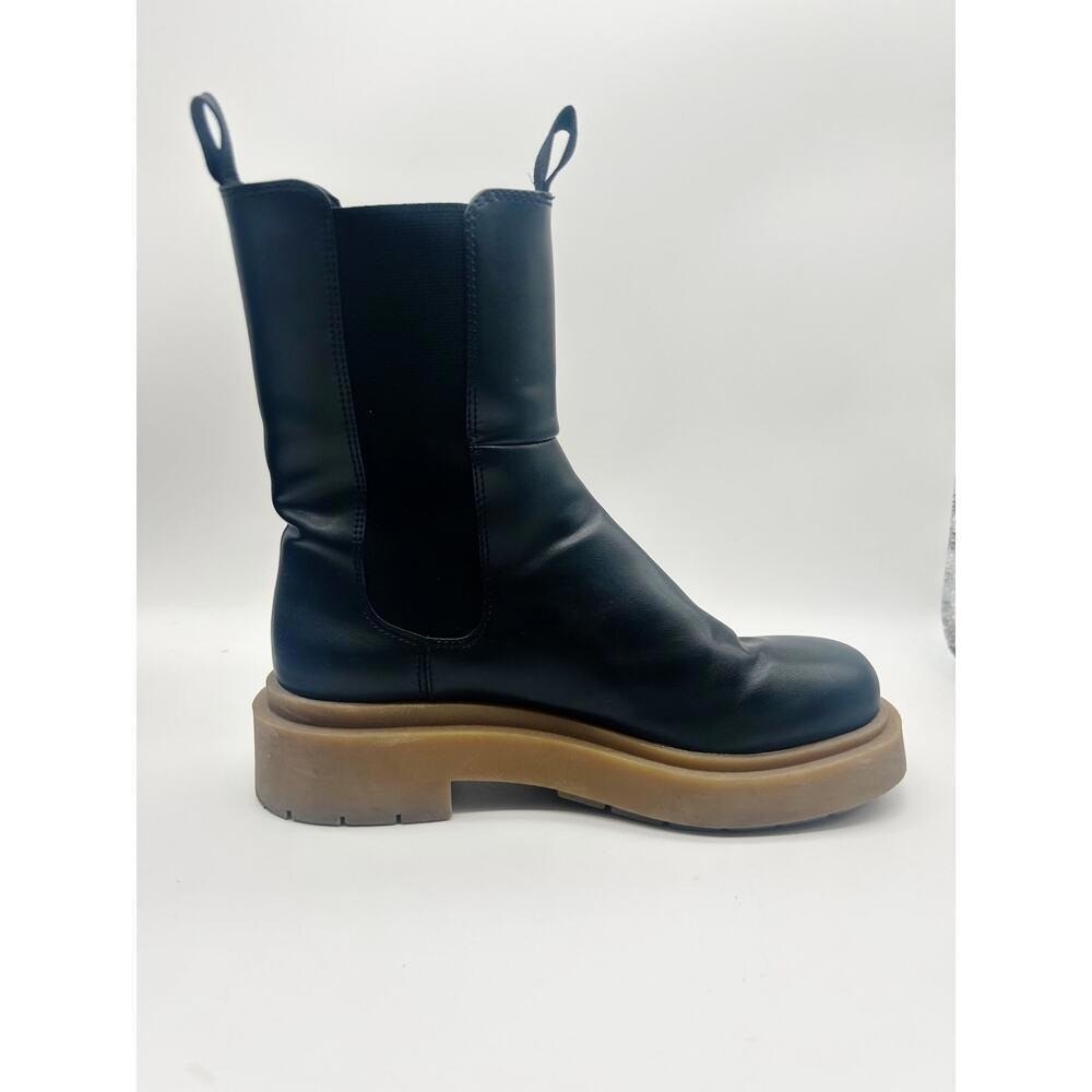 H&M Boots Size 8 Black Howler Chelsea Platform Lug Sole Mid-Calf Chunky - Picture 7 of 9